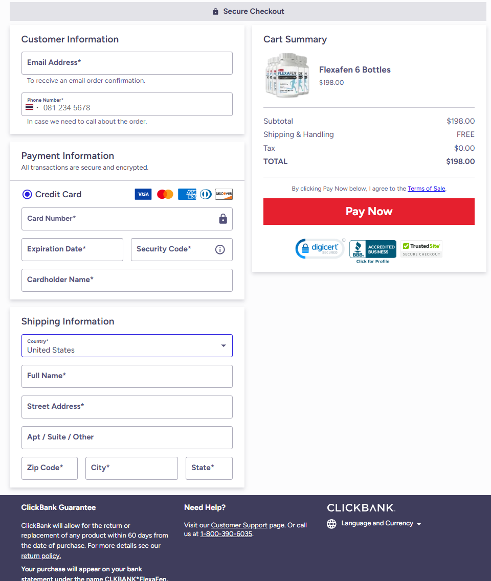flexafen Official Website Secure Order Page